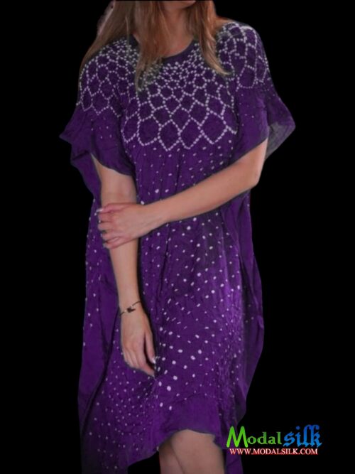 Purple Modal Silk Bandhani Kaftan