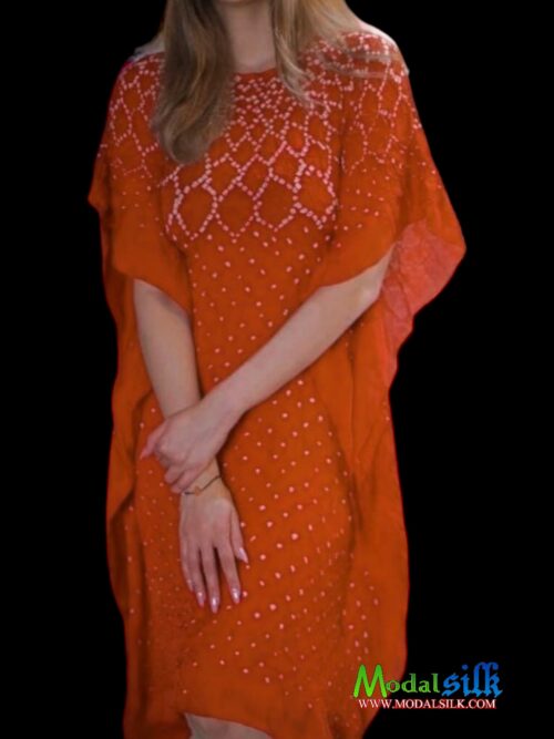 Orange Modal Silk Bandhani Kaftan
