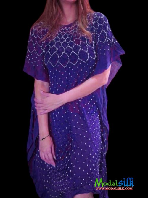 Blue Modal Silk Bandhani Kaftan