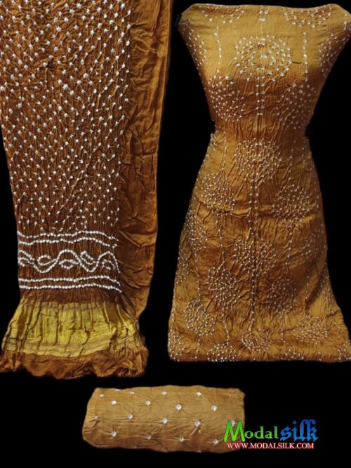 Sand Modal Silk Bandhani Dress Material