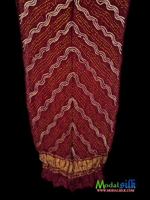 Marron Modal Silk Bandhani Dupatta Leheriya