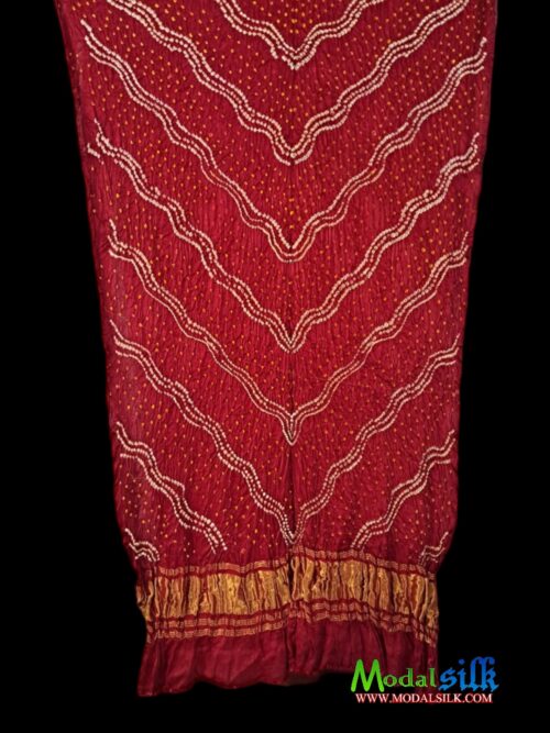 Red Modal Silk Bandhani Dupatta Leheriya