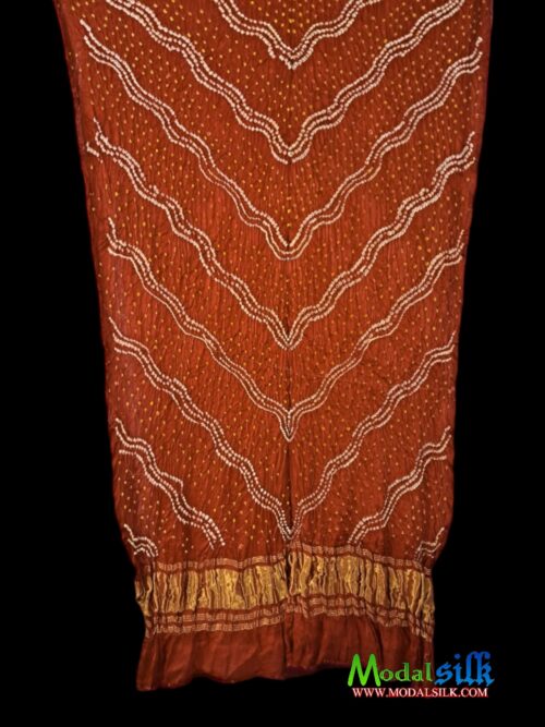 Rust Modal Silk Bandhani Dupatta Leheriya