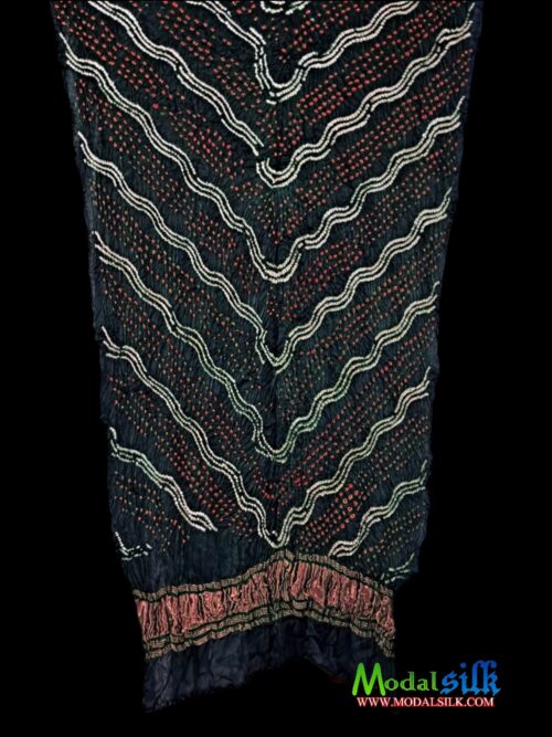 Green Modal Silk Bandhani Dupatta Leheriya