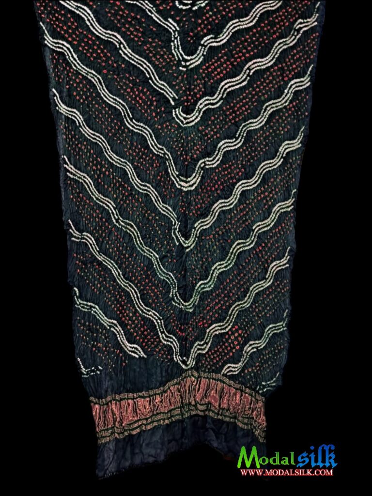 Hot Pink Leheriya Bandhani Print Chiffon Dupatta with Contrast Border main image 1