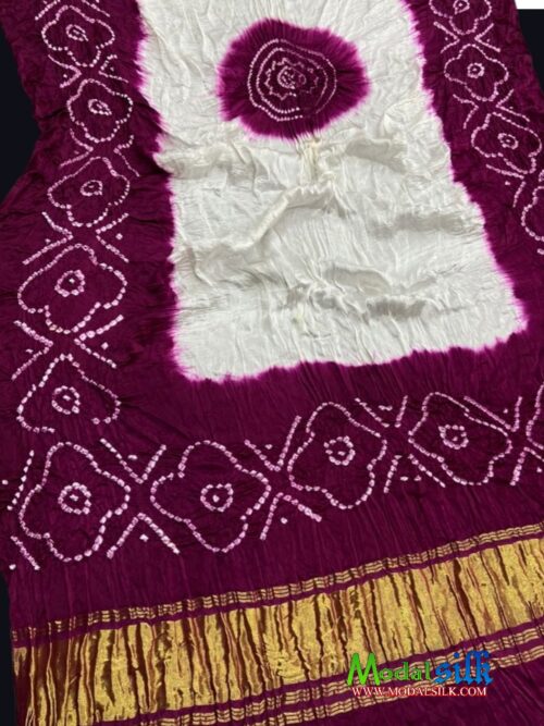 Magenta Modal Silk Bandhani Dupatta Panetar