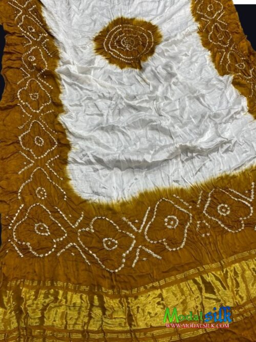 Mustered Modal Silk Bandhani Dupatta Panetar