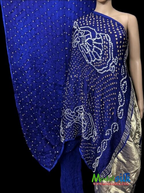 Blue Modal Silk Bandhani Saree Doll