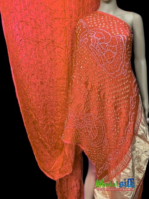 Orange Modal Silk Bandhani Saree Doll