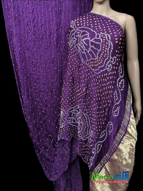 Purple Modal Silk Bandhani Saree Doll