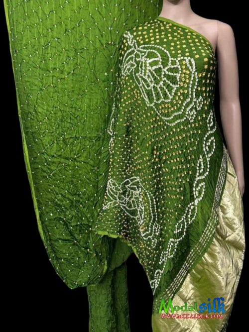 Mehendi Modal Silk Bandhani Saree Doll