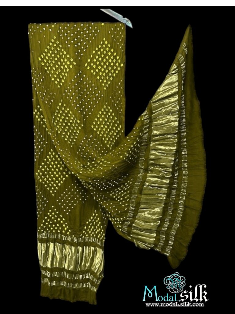 Khaki Modal Silk Bandhani Dupatta Box - Modal Silk - Bandhani - Ajrak ...