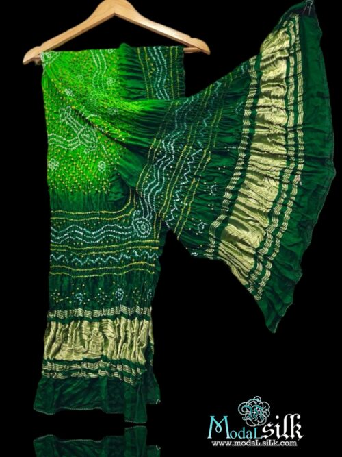 Parrot Green Modal Silk Bandhani Dupatta Chandrakhani