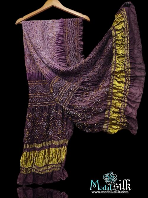 Cream Cranberry Modal Silk Bandhani Dupatta Chandrakhani