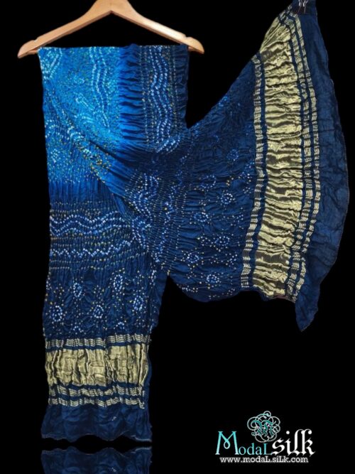 Sky T Blue Modal Silk Bandhani Dupatta Chandrakhani