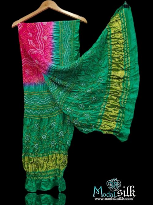 Rama Pink Modal Silk Bandhani Dupatta Chandrakhani