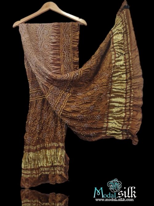 Coffee Chickoo Modal Silk Bandhani Dupatta Chandrakhani