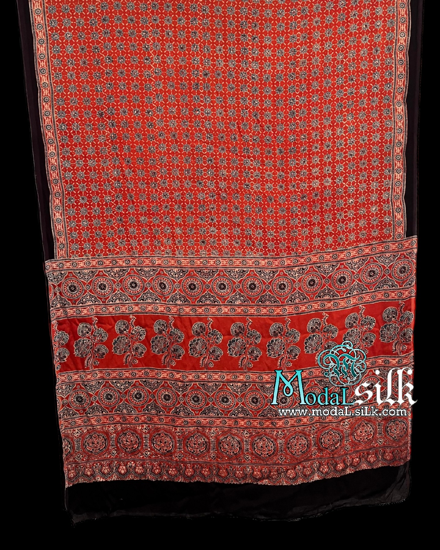 Ajrak Saree Natural HandBlock Pure Modal Silk 07 - Modal Silk - Manufacturer  - Shop