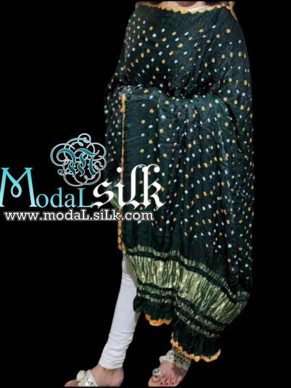 Green Designer Bandhani Dupatta Pure ModalSilk