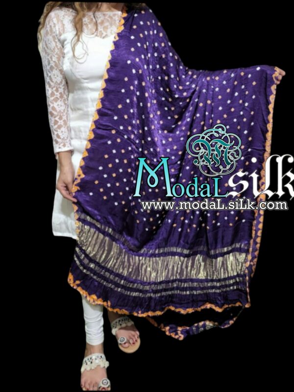 Purple Designer Bandhani Dupatta Pure ModalSilk