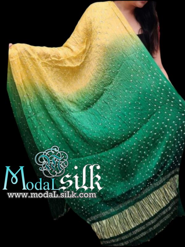 Yellow Green Bandhani Dupatta Pure ModalSilk