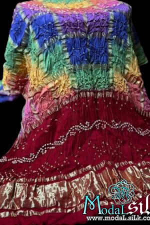 Red Multi Bandhani Gharchola Dupatta Modal Silk