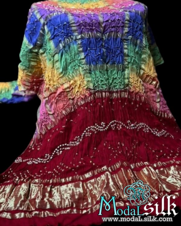 Red Multi Bandhani Gharchola Dupatta Modal Silk