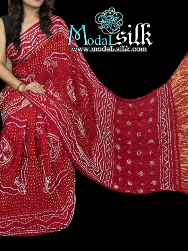 Chandrakhani Bandhani Saree Pure Modal Silk Red