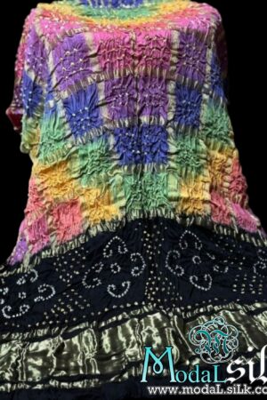 Black Multi Bandhani Gharchola Dupatta Modal Silk