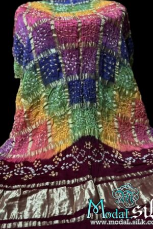 Maroon Multi Bandhani Gharchola Dupatta Modal Silk
