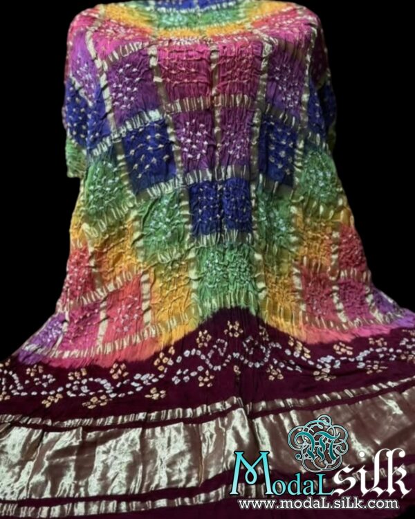 Maroon Multi Bandhani Gharchola Dupatta Modal Silk