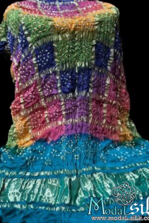 Sky Multi Bandhani Gharchola Dupatta Modal Silk