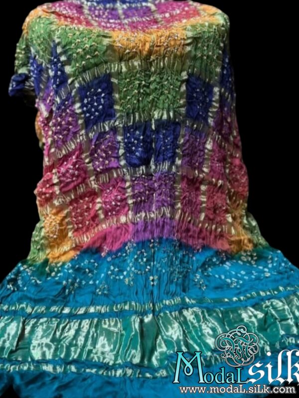 Sky Multi Bandhani Gharchola Dupatta Modal Silk