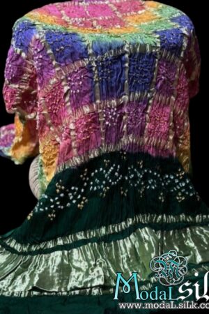 Green Multi Bandhani Gharchola Dupatta Modal Silk