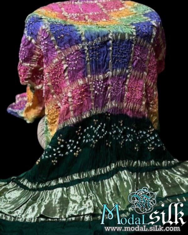 Green Multi Bandhani Gharchola Dupatta Modal Silk