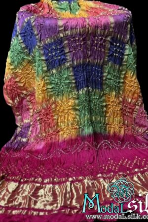 Pink Multi Bandhani Gharchola Dupatta Modal Silk