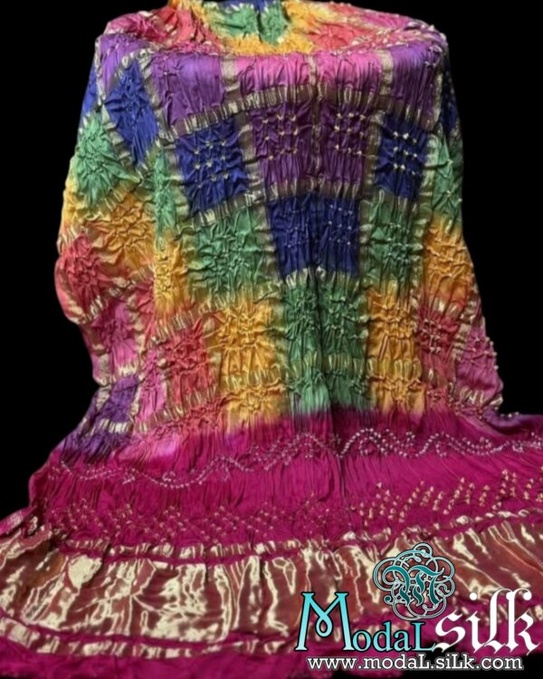 Pink Multi Bandhani Gharchola Dupatta Modal Silk