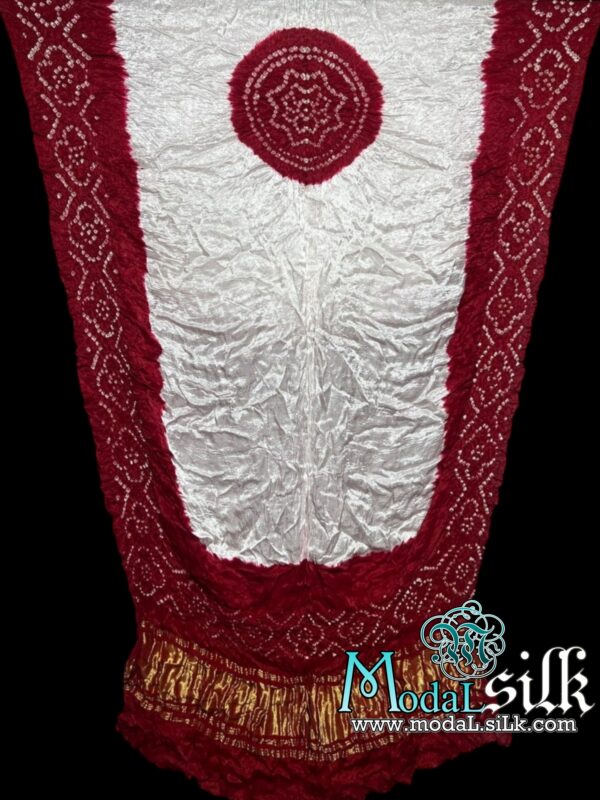 Pure Modal Silk Panetar Bandhani Dupatta Red