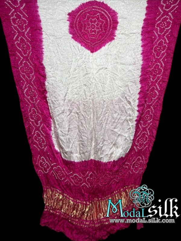 Pure Modal Silk Panetar Bandhani Dupatta Pink
