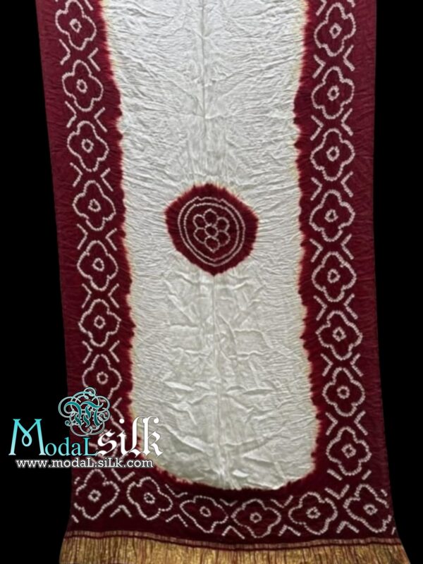 Pure Modal Silk Panetar Bandhani Dupatta Maroon