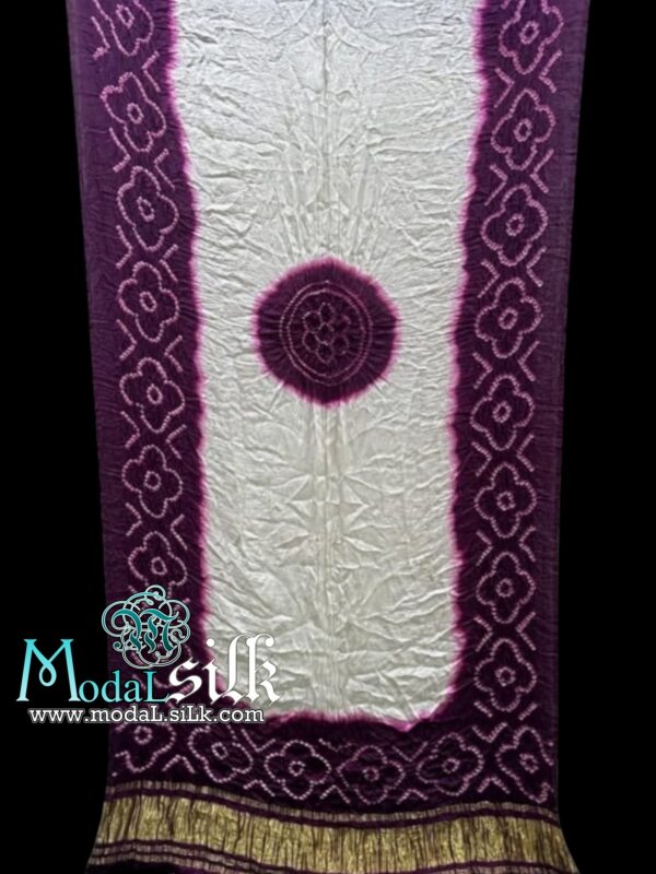 Pure Modal Silk Panetar Bandhani Dupatta Magenta