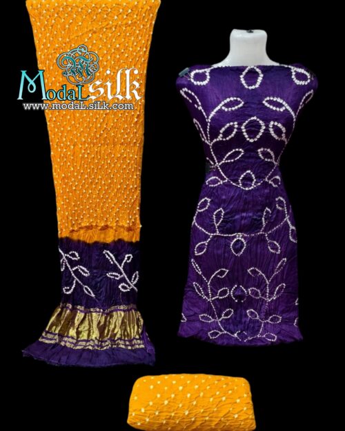 Pure Modal Silk Ambadal Bandhani Dress Purple Mango