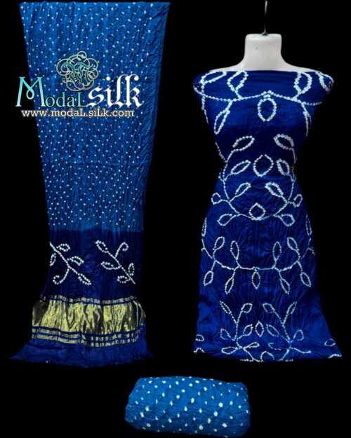Pure Modal Silk Ambadal Bandhani Dress Blue Sky