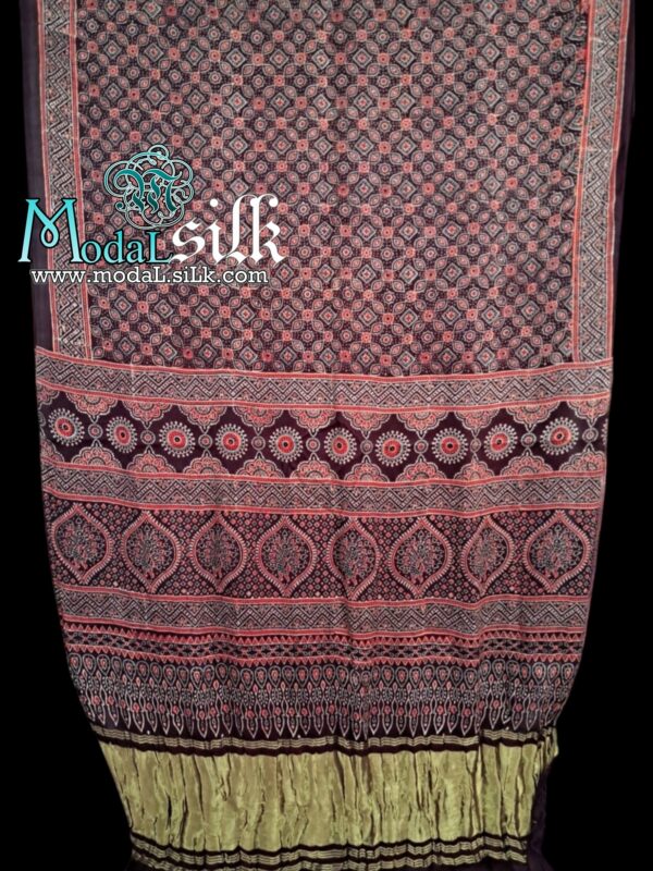 Pure Modal Silk Hand Block Ajrakh Saree