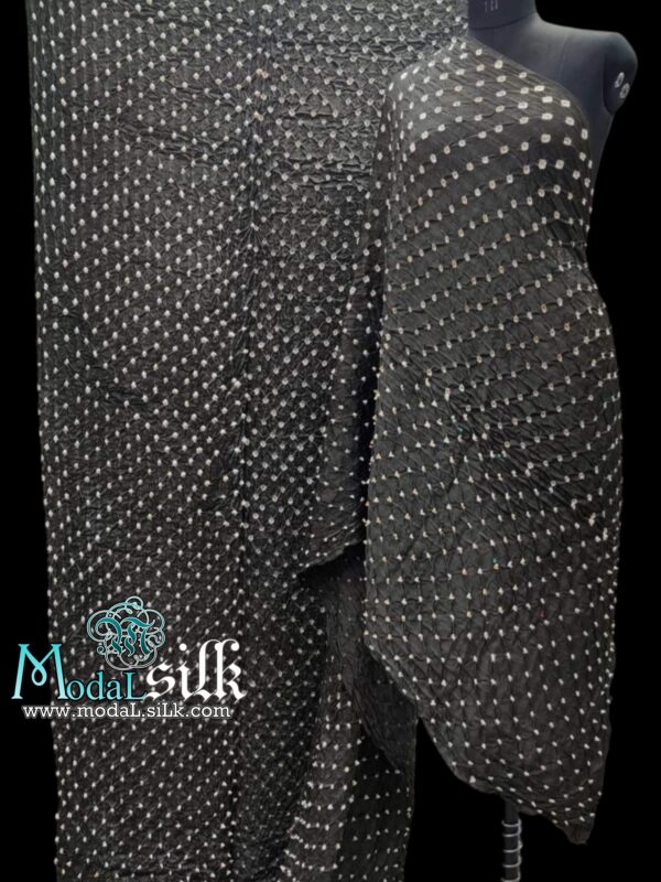 Silver Grey Bandhani Saree Pure Modal Silk