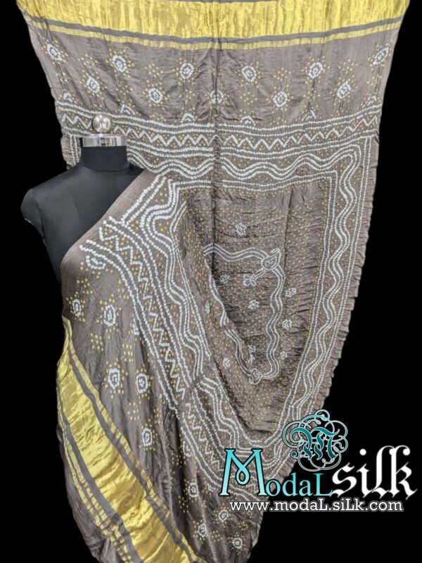 Silver Chandrakhani Bandhani Dupatta Pure Modal Silk