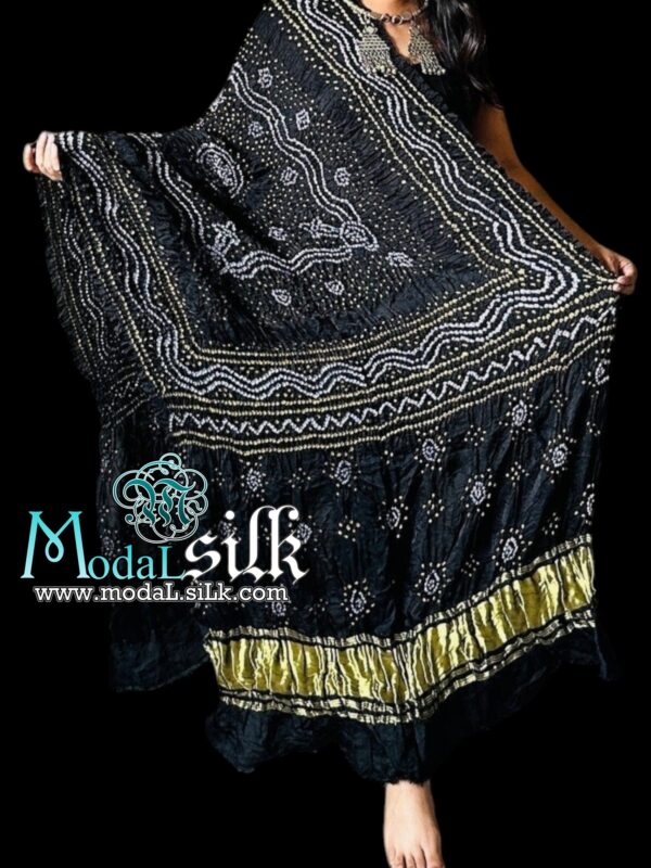Black Chandrakhani Bandhani Dupatta Pure Modal Silk