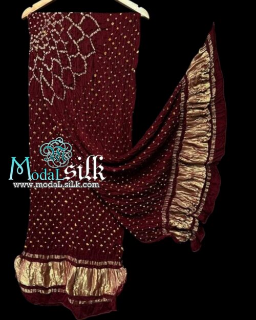Maroon Makdi Bandhani Dupatta Pure Modal Silk