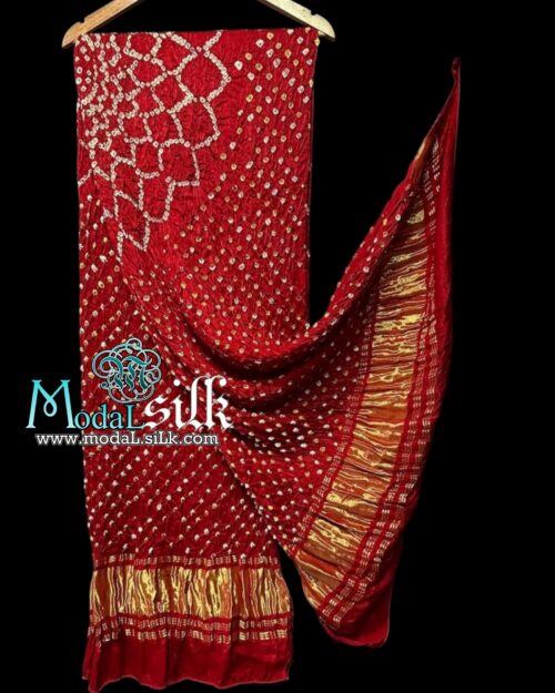 Red Makdi Bandhani Dupatta Pure Modal Silk