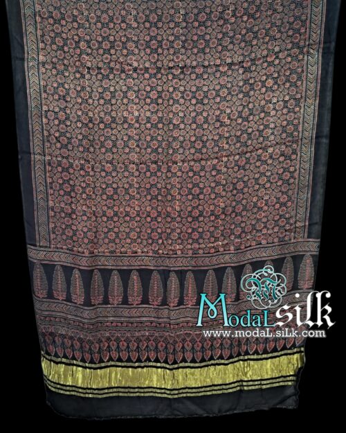 Black Ajrakh Dupatta Pure Modal Silk